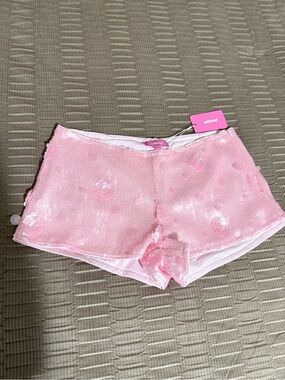 Edikted Pink Sequin Bike Shorts